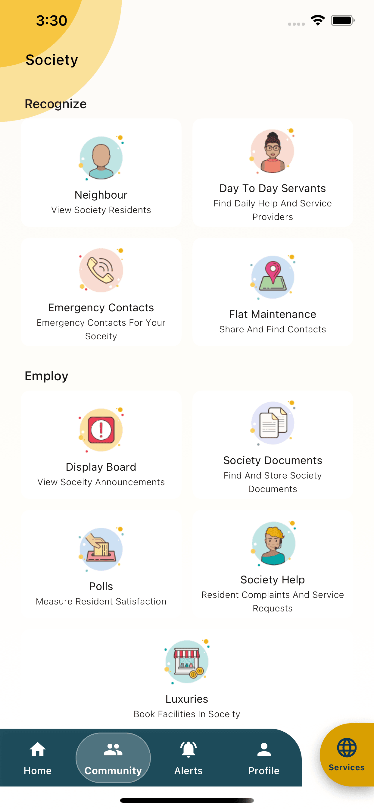 AllowMe community features screen